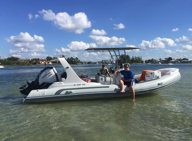 Rib boat with outboard motor